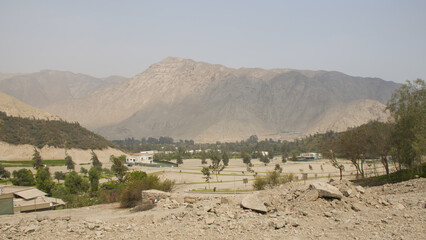 view of valley between mountains in Cieneguilla, Lima, Peru