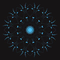 Arabesque patterned, mandala ornament, outline, doodle, hand-drawn illustration. henna tattoo style