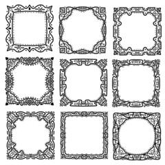 Vector label hand drawing styles doodle line isolated white background