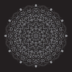Arabesque patterned, mandala ornament, outline, doodle, hand-drawn illustration. henna tattoo style.

