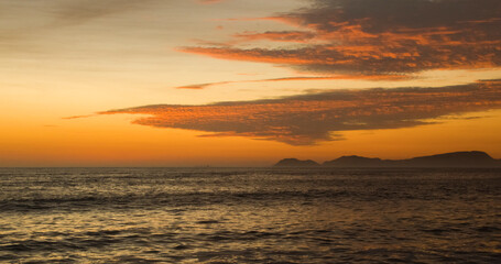 Obraz premium Sunset in green coast, San Lorenzo island Lima Peru