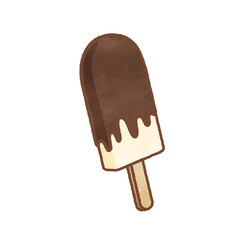 水彩画風のチョコ掛けアイスのイラスト