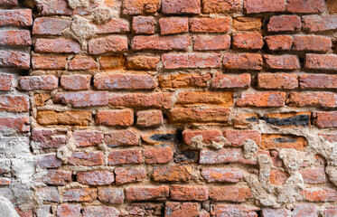 red brick block wall texture old background with copy space