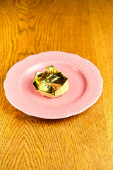 Dessert cake with gold foil