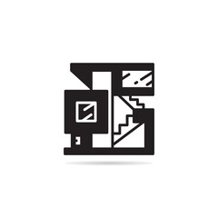 modern house building icon vector illustration