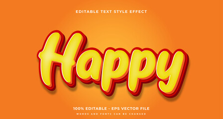 Editable 3D Text Effect, Happy Text Style