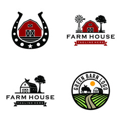Bundle simple barn farm house logo © StrongBrand