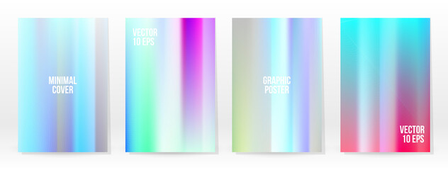 Fototapeta premium Holographic Poster Set Iridescent Technology Cover