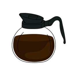 Vector illustration of a hand drawn glass coffee decanter isolated on a white background.