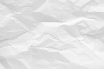 White crumpled paper texture background.