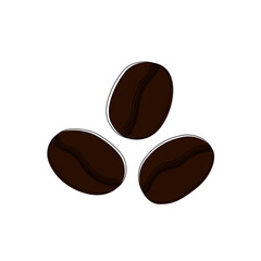 Vector illustration of hand drawn coffee beans isolated on a white background.