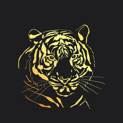 Chinese new year 2022 year of the tiger,  line art character, simple hand drawn asian elements with craft style on background.  (Chinese translation: Happy chinese new year 2022, year of tiger)