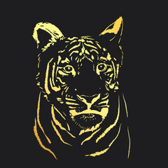 Chinese new year 2022 year of the tiger,  line art character, simple hand drawn asian elements with craft style on background.  (Chinese translation: Happy chinese new year 2022, year of tiger)