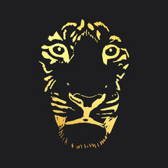 Chinese new year 2022 year of the tiger,  line art character, simple hand drawn asian elements with craft style on background.  (Chinese translation: Happy chinese new year 2022, year of tiger)