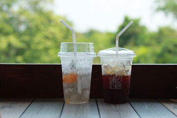 iced Americano and iced soda