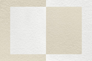 Texture of craft beige and white paper background with geometric shape. Structure of vintage brown craft cardboard.