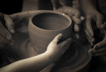 working on the potter's wheel fragmentary portrait