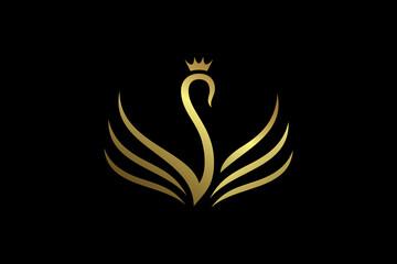 Crowned majestic swan logo template