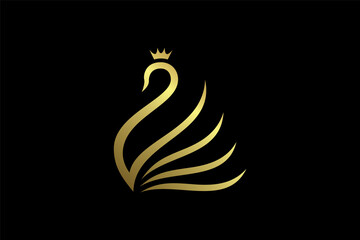 Template of a golden crowned swan for a beauty © Aldan Design