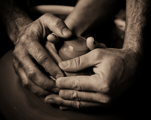 working on the potter's wheel fragmentary portrait