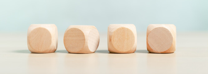 Concept of education and development. Blank wooden cube block sort on table use for create text or symbol.