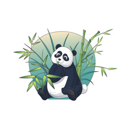 Cute vector illustration of panda in cartoon style. Hand-drawn illustration perfect for design of kid books, banner, poster, card, decoration of kid room, baby shower.