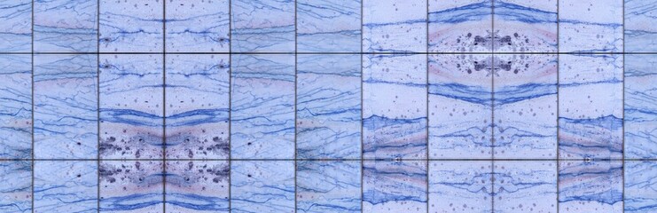 Seamlessly tileable texture of several blue marble tiles