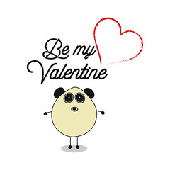 Love card with panda bear valentines day vector illustration