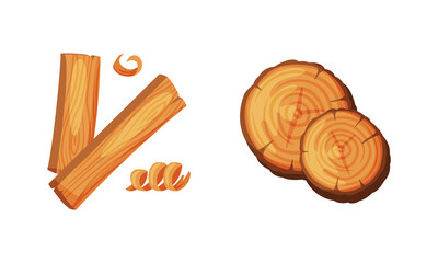 Wooden material for forestry and lumber industry cartoon vector illustration