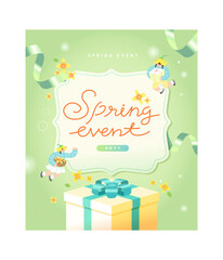 Spring sale template with beautiful flower. Vector illustration
