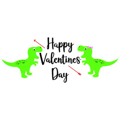 vector two happy dinosaur in love and happy valentines day