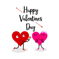 vector two happy hearts in love and proposing valentines day