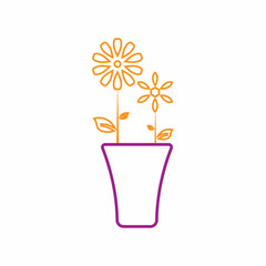 Flower vase vector icon
