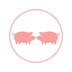 pig logo design icon vector