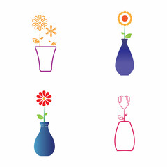 Flower vase vector icon