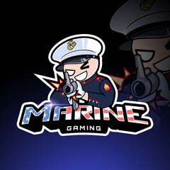 Marine Esport gaming logo, Sport mascot logo template