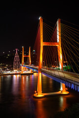 Fototapeta premium night view of night sea bridge. Yi Sun-sin Bridge