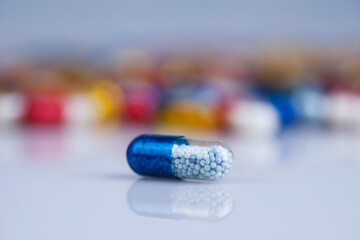 Medicine and healthy, Close up of capsules background