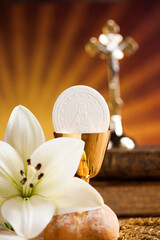 Holy Communion Bread, Wine for christianity religion
