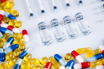 Healthy, Close up of Pills, Tablets, Capsule, Medical background