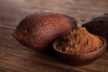 Aromatic cocoa, powder and food dessert background