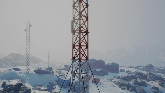 View of old antarctic base at South Pole Station in Antarctica