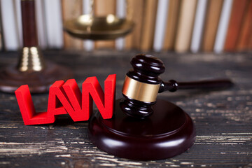 Book, Mallet, Law, legal code of justice concept