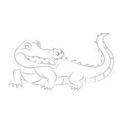 Vector cartoon crocodile outline design