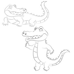 Vector crocodile black color outline set 