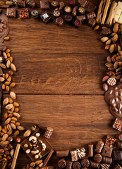Cinnamon, Dark chocolate with milk and candy sweet