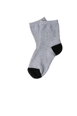 Grey kids socks isolated on white