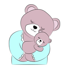 Obraz na płótnie Canvas Cute bear and her child vector illustration