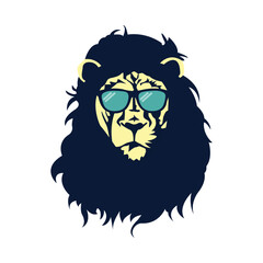 Hipster lion vector illustration with glasses