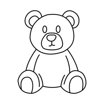 Cartoon teddy bear vector outline